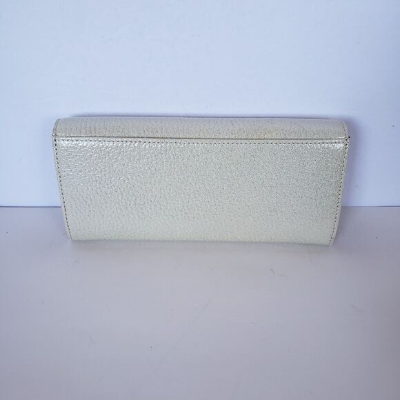 Anna Sui Wallet Clutch White Envelope Leather Owl Floral Hearts Boho Glam Box - Picture 3 of 12